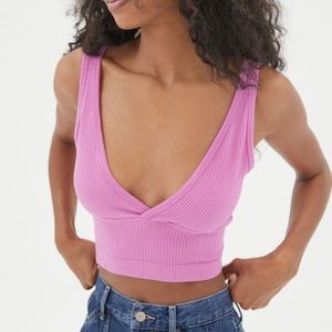 NWT Urban Outfitters Ruched Tank Top XL Pink Crop brandy Melville ribbed soft